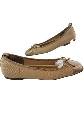 Eric Javits Parris Flats Peanut Perforated Leather Slip-On Shoes Sz 9.5 $245 NWT